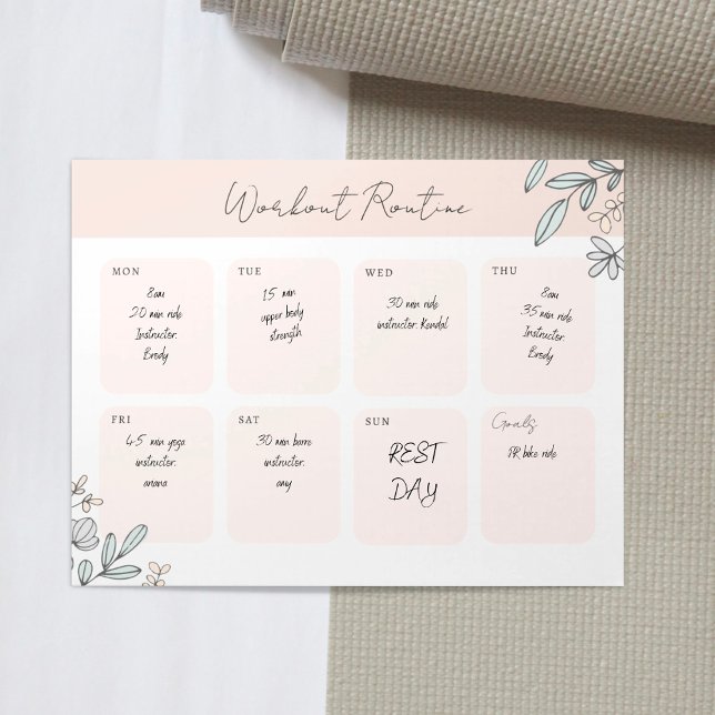 Bloc-note Planificateur hebdomadaire de routine d'entraîneme (Créateur téléchargé)