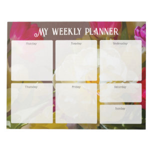 Bloc-note Planificateur hebdomadaire floral romantique