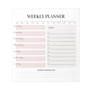 Bloc-note Planificateur hebdomadaire minimaliste