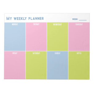 Bloc-note Planificateur Hebdomadaire Personnalisé aux Pastel