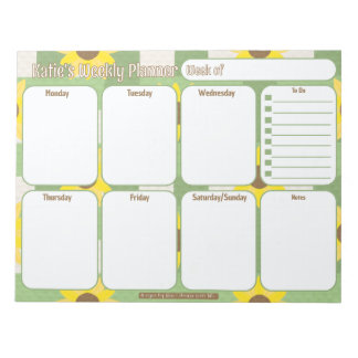 Bloc-note Planificateur hebdomadaire personnalisé | Motif Pl