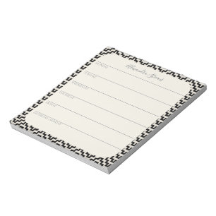 Bloc-note Planificateur hebdomadaire personnalisé Noir Blanc