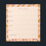 Bloc-note Planificateur hebdomadaire personnalisé Vintage Or<br><div class="desc">Un élégant bloc-notes hebdomadaire personnalisé avec une bordure vintage à fleurs violet et orange.</div>
