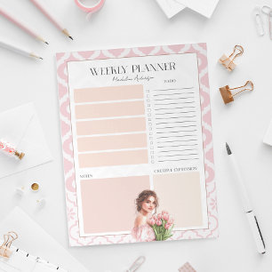 Bloc-note Planificateur hebdomadaire rose girly chic