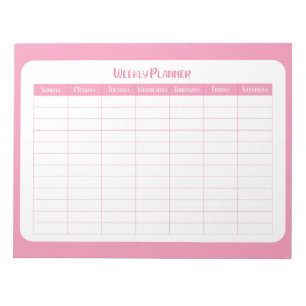 Bloc-note Planificateur hebdomadaire rose simple