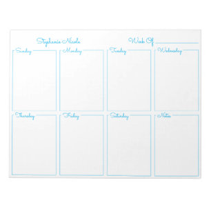 Bloc-note Planificateur hebdomadaire simple à bordure fine b
