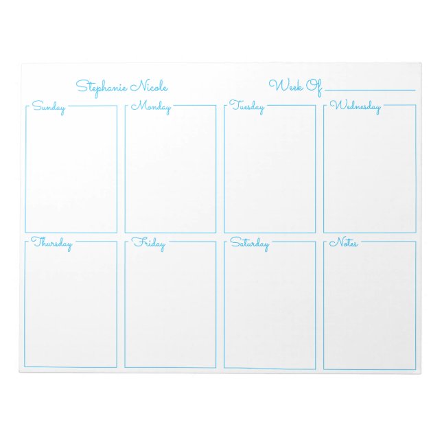Bloc-note Planificateur hebdomadaire simple à bordure fine b (Devant)