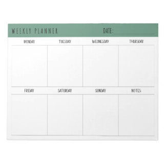 Bloc-note Planificateur Hebdomadaire Simple Moderne Turquois