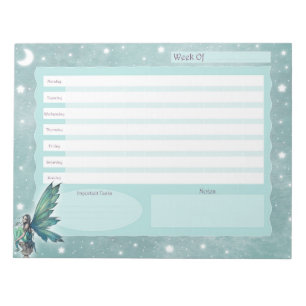 Bloc-note Planificateur hebdomadaire Teal Fairy Art