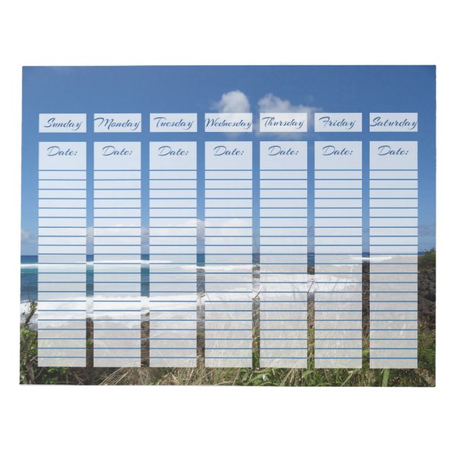 Bloc-note Planificateur hebdomadaire Vagues océaniques Photo (Devant)