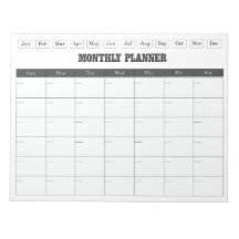 Planificateur mensuel Calendrier simple blanc