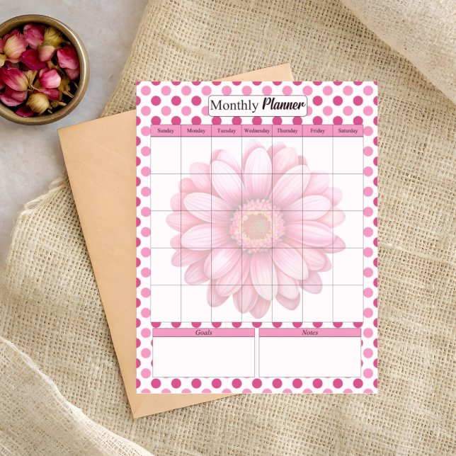 Bloc-note Planificateur mensuel floral rose (Créateur téléchargé)