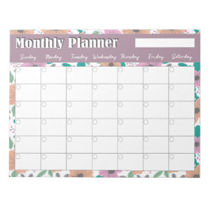 Bloc-note Planificateur Mensuel Grandes Fleurs Brillantes