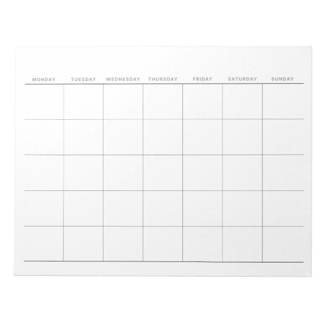 Bloc-note Planificateur mensuel minimaliste simple (Devant)