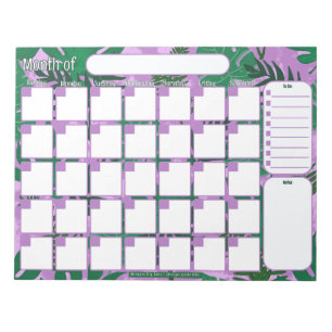 Bloc-note Planificateur mensuel personnalisé Motif Feuille