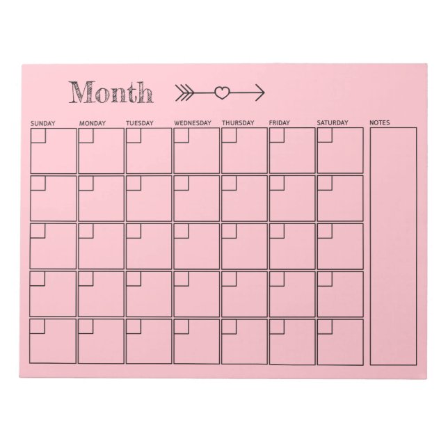 Bloc-note Planificateur mensuel rose (Devant)
