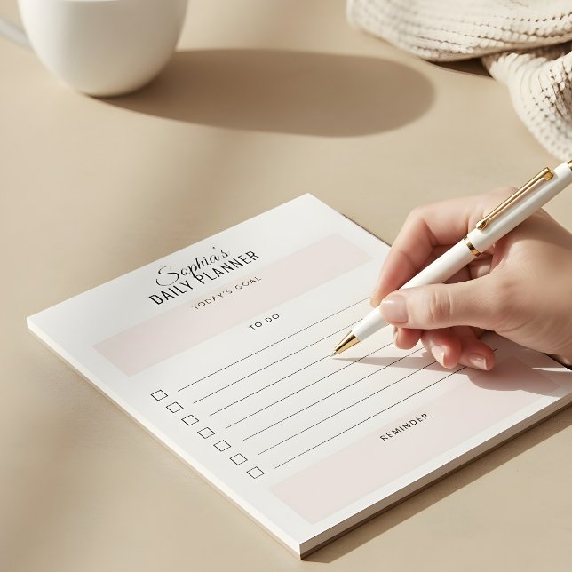 Bloc-note Planificateur Quotidien À Faire Script Bleu Pink B (Créateur téléchargé)