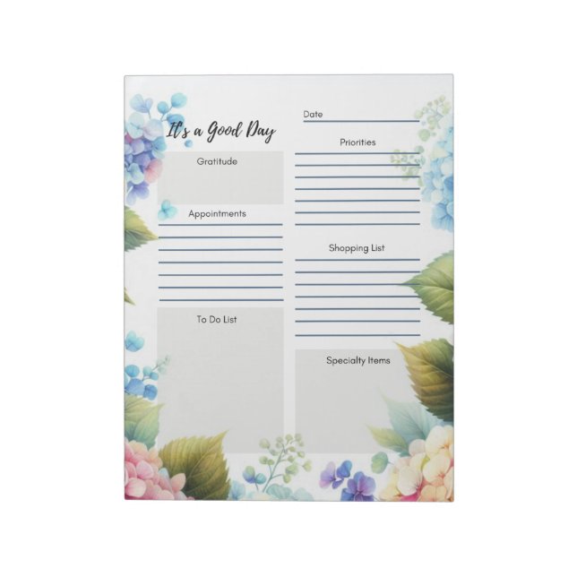 Bloc-note Planificateur quotidien avec bordure florale éléga (Tourné)