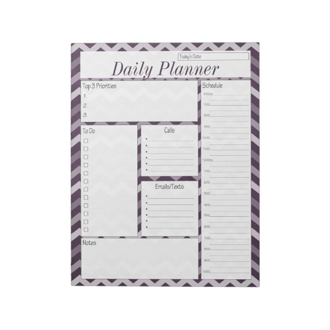 Bloc-note Planificateur quotidien Chevron Violet (Tourné)