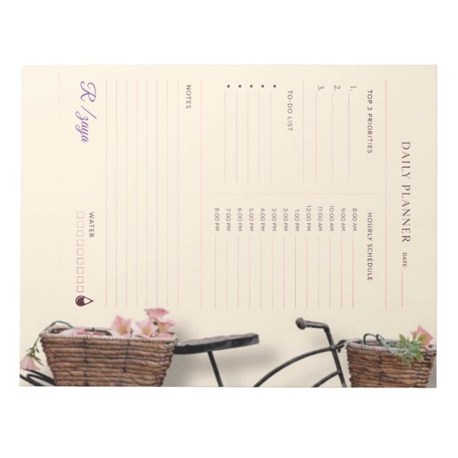 Bloc-note Planificateur quotidien classique pastel violet et (Devant)