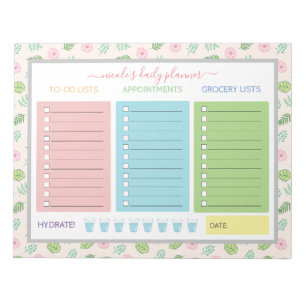 Bloc-note Planificateur quotidien Floral mignon