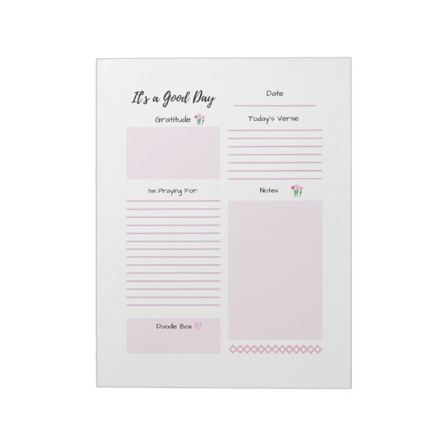 Bloc-note Planificateur quotidien Gratitude Prière Rose (Tourné)