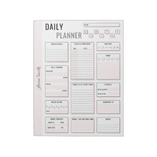 Bloc-note Planificateur quotidien gris minimaliste - Nom per