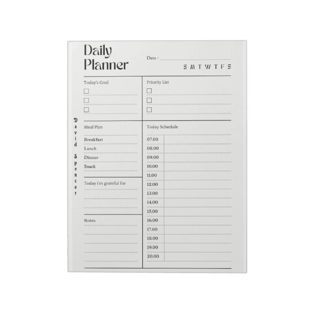 Bloc-note Planificateur quotidien minimaliste (Tourné)
