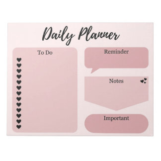 Bloc-note Planificateur Quotidien Minimaliste à Coeur Rose P