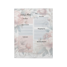 Bloc-note Planificateur quotidien motif floral Pivoine Pouss