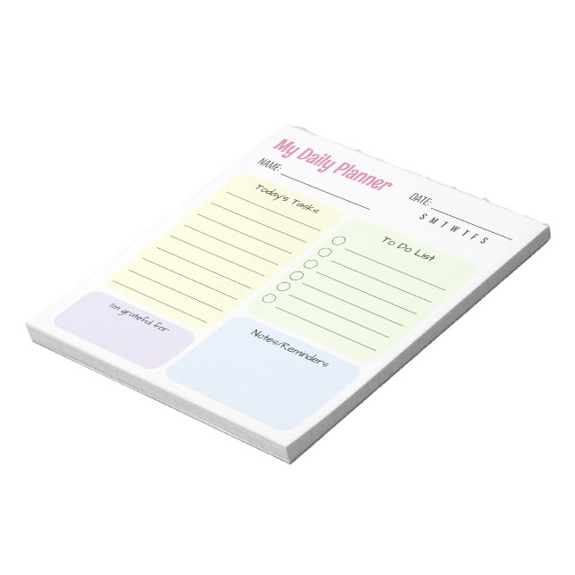 Bloc-note Planificateur quotidien non daté mignon (Tourné)