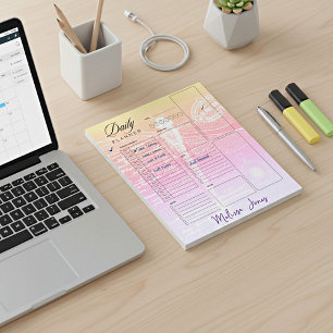 Bloc-note Planificateur quotidien personnalisé pastel libell