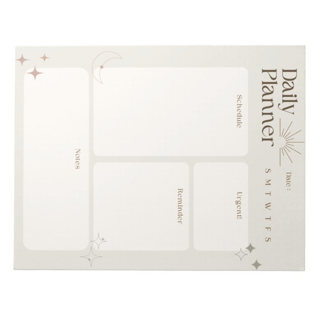 Bloc-note Planificateur quotidien simple avec notes et rappe (Devant)