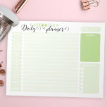 Bloc-note Planificateur quotidien vert simple de 6h à 22h<br><div class="desc">Si vous aimez être organisé à toutes les heures de la journée,  ce planificateur personnalisé est parfait pour vous. Avec des tons verts et des combinaisons de polices modernes,  ce modèle est simple à utiliser et entièrement personnalisable.</div>
