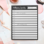 Bloc-note Planification quotidienne de la famille personnali<br><div class="desc">Gardez un oeil sur l'horaire quotidien de votre famille ou l'horaire de l'école à la maison avec ce bloc-notes quotidien organisé à l'heure. Personnalisez avec votre nom de famille en haut.</div>
