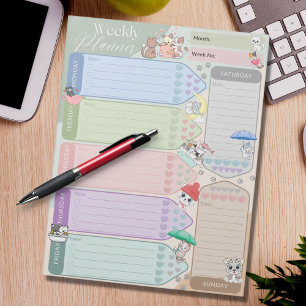 Bloc-note Planner hebdomadaire Cute Cat Kitten Multicolore