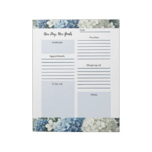 Bloc-note Planner quotidien Bleu Bleu Floral