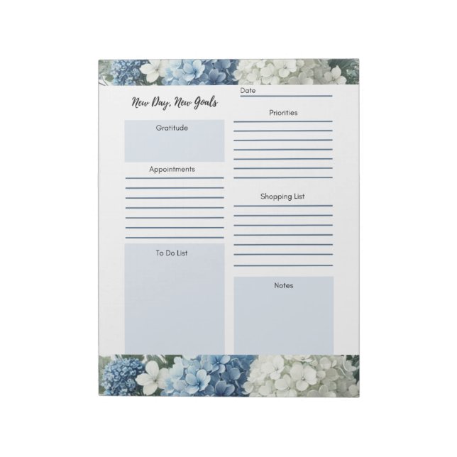 Bloc-note Planner quotidien Bleu Bleu Floral (Tourné)