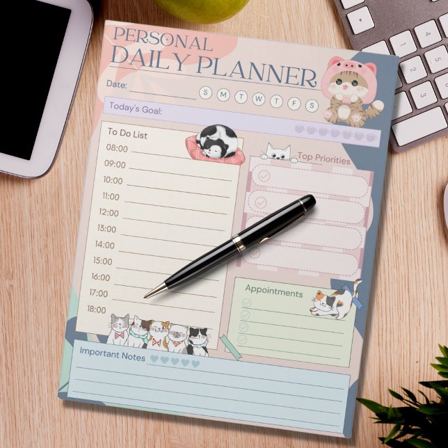 Bloc-note Planner Quotidien Personnel Cute Chat Kitten Multi (Créateur téléchargé)