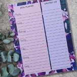 Bloc-note Planneur de repas et liste d'épicerie florale pour<br><div class="desc">Planificateur de repas floraux violet et Bloc-notes Liste d'épicerie pour organiser votre semaine. Ce bloc-notes a un planificateur hebdomadaire sur chaque page, avec des sections alignées pour chaque jour de la semaine et une grande boîte à commandes pour votre liste d'achat. Le design est agrémenté d'un arrière - plan floral...</div>