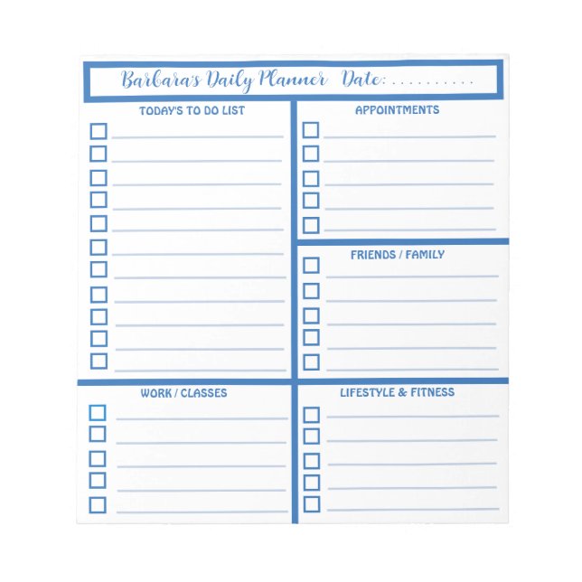 Bloc-note Planneur quotidien Simple Moderne Professionnel (Devant)