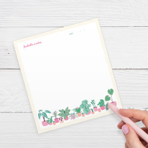 Bloc-note Plantes de maison féminines rose, vert et crème no