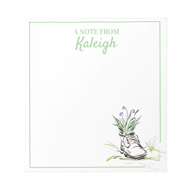 Bloc-note Planteur de chaussures bleu vert pour jardiner (Devant)