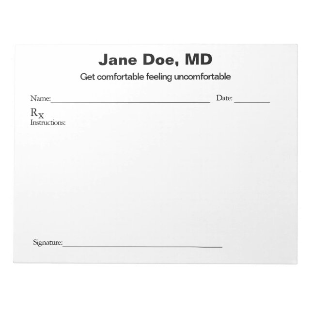 Bloc-note Plaque de prescription de plaisanterie (Devant)