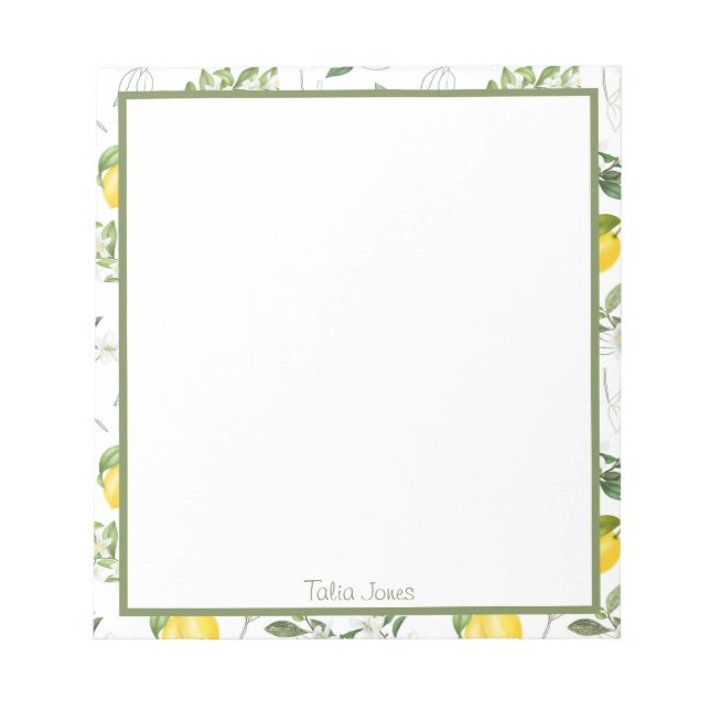 Bloc-note Plaques de cuisson au citron et aux fleurs personn (Devant)
