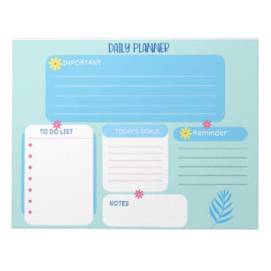 Bloc-note Plaques-notes florales bleues du planificateur quo