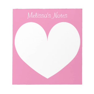 Bloc-note Plaquettes de notes de coeur rose personnalisées