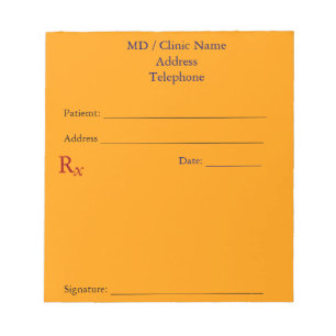 Bloc-note Plaquettes de prescription manuelles (orange vif)