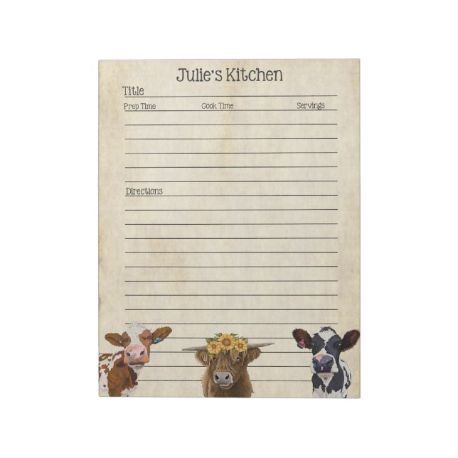 Bloc-note Plat à recettes pour le Lover de vache - Parfait p (Tourné)