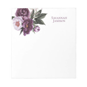 Bloc-note Plum mauve Pink Peonies Verdure